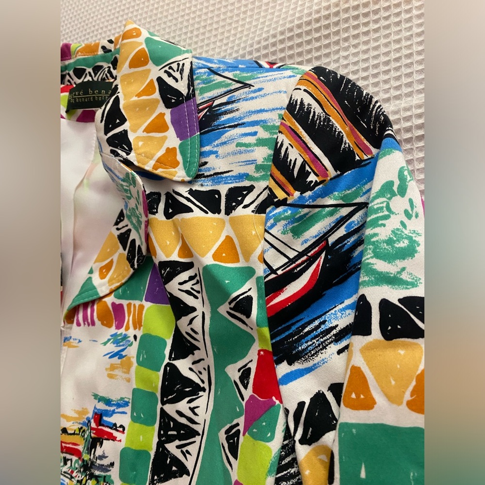Vintage Harve Benard Blazer Tall 6 Full Zip Colorful Geometric All Over Print - Picture 4 of 8